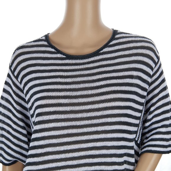 Eileen Fisher Half-Sleeve Striped Organic Linen Tunic Women's Size XL - Picture 2 of 6